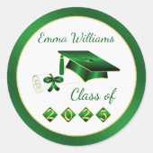 Green Yellow Mortar Diploma Class of 2025 Runder Aufkleber (Vorderseite)