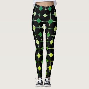 Green & Yellow Nahtlose Geometrie Muster auf schwa Leggings