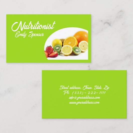 Green Yellow Nutritionist/Healthy Life Card Visitenkarte (Vorne/Hinten)