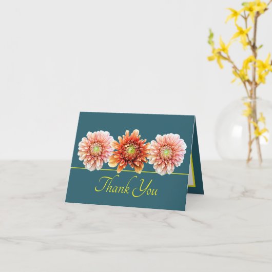 Green Yellow Orange Dahlia Chic Bouquet Vielen Dan Karte (Gelbe Blume)