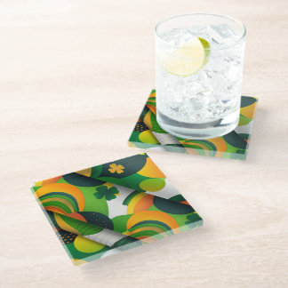 GREEN YELLOW ORANGE IRISH THEMA WIRBEL GLASUNTERSETZER