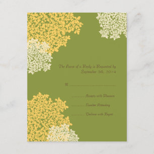 Green & Yellow Queen Anne's Lace Wedding RSVP Karte