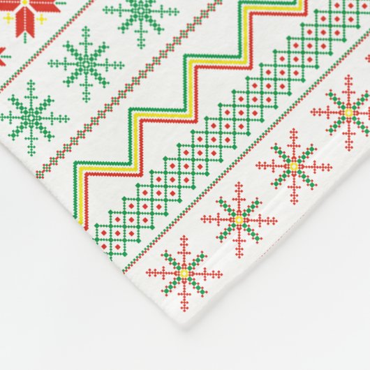 Green-Yellow-Red Pixel knit Pattern Fleecedecke (Ecke)