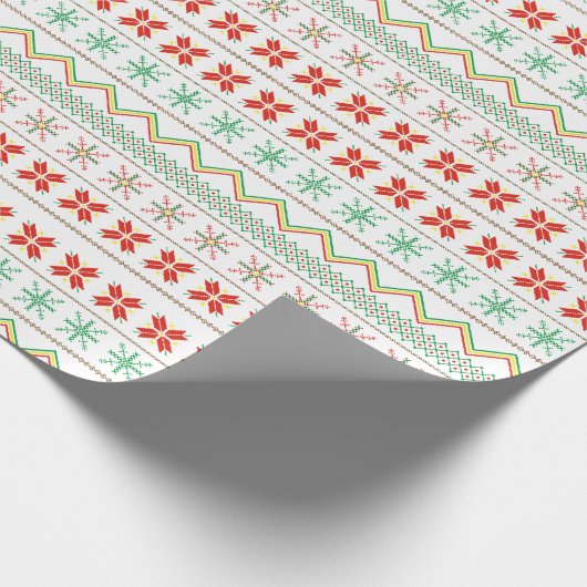 Green-Yellow-Red Pixel knit Pattern Geschenkpapier (Ecke)