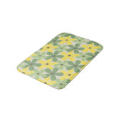Green Yellow Retro Y2K 70er Blume Muster Badematte (Schrägansicht)