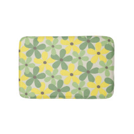 Green Yellow Retro Y2K 70er Blume Muster Badematte