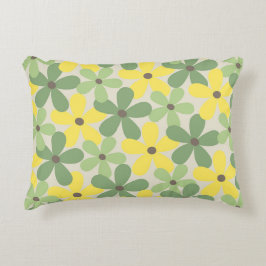 Green Yellow Retro Y2K 70er Blume Muster Dekokissen