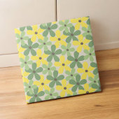Green Yellow Retro Y2K 70er Blume Muster Fliese