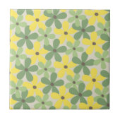 Green Yellow Retro Y2K 70er Blume Muster Fliese (Vorderseite)