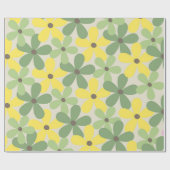 Green Yellow Retro Y2K 70er Blume Muster Geschenkpapier (Flach)