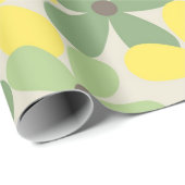 Green Yellow Retro Y2K 70er Blume Muster Geschenkpapier (Rolleneckpunkt)