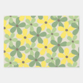 Green Yellow Retro Y2K 70er Blume Muster Geschenkpapier Set (Vorderseite 3)