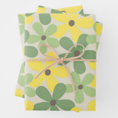 Green Yellow Retro Y2K 70er Blume Muster Geschenkpapier Set (Beispiel)