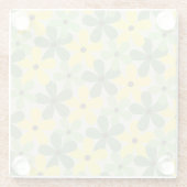 Green Yellow Retro Y2K 70er Blume Muster Glasuntersetzer (Rückseite)