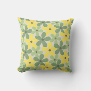 Green Yellow Retro Y2K 70er Blume Muster Kissen