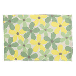 Green Yellow Retro Y2K 70er Blume Muster Kissenbezug