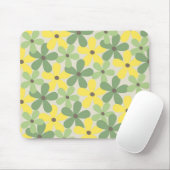Green Yellow Retro Y2K 70er Blume Muster Mousepad (Mit Mouse)
