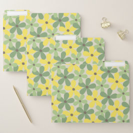 Green Yellow Retro Y2K 70er Blume Muster Papiermappe