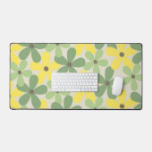 Green Yellow Retro Y2K 70er Blume Muster Schreibtischunterlage (Tastatur & Maus)