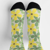 Green Yellow Retro Y2K 70er Blume Muster Socken (Oben)