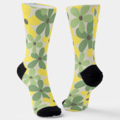 Green Yellow Retro Y2K 70er Blume Muster Socken (Gewinkelt)