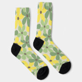 Green Yellow Retro Y2K 70er Blume Muster Socken (Rechts)