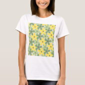 Green Yellow Retro Y2K 70er Blume Muster T-Shirt (Vorderseite)