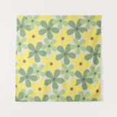 Green Yellow Retro Y2K 70er Blume Muster Wandteppich (Vorderseite (Horizontal))