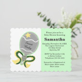 Green Yellow Sta Baby Showrattle Einladung (Stehend Vorderseite)