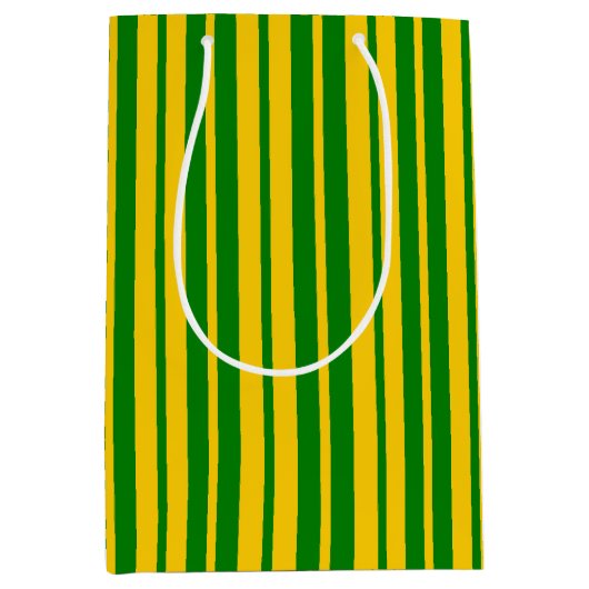 Green Yellow Stylish Stripes Pattern Design Mittlere Geschenktüte (Vorderseite)