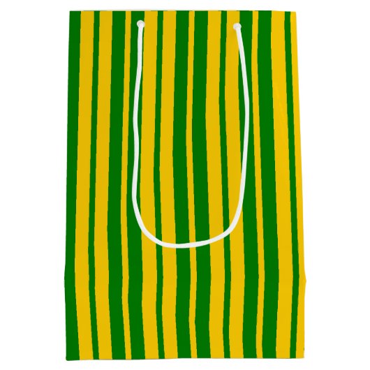 Green Yellow Stylish Stripes Pattern Design Mittlere Geschenktüte (Rückseite)