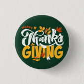 Green & Yellow Thanksgiving Pin Button (Vorderseite)