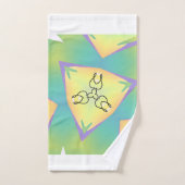 Green Yellow Three Point Geo Badhandtuch Set (Handtuch)