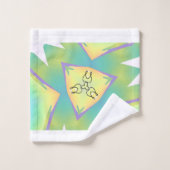Green Yellow Three Point Geo Badhandtuch Set (Waschlappen)