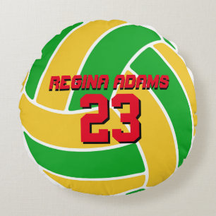 Green Yellow Volleyball Sportteam Brasilien Pilz Rundes Kissen