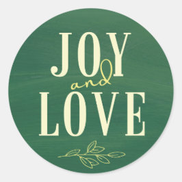 Green Yellow Watercolor Joy & Liebe Weihnachtslabe Runder Aufkleber