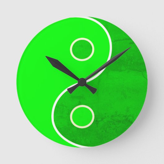 Green Yin Yang Art Runde Wanduhr (Vorderseite)