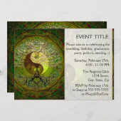 Green Yin Yang Mandala mit Baum des Lebens Einladung (Vorne/Hinten)