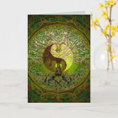 Green Yin Yang Mandala mit Baum des Lebens Karte (Gelbe Blume)
