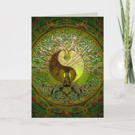 Green Yin Yang Mandala mit Baum des Lebens Karte