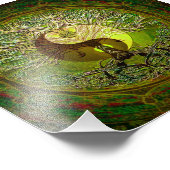 Green Yin Yang mit Baum des Lebens Fotodruck (Ecke)