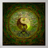 Green Yin Yang mit Baum des Lebens Poster (Vorne)