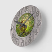 Green Yin Yang mit Holzrahmen Runde Wanduhr (Winkel)