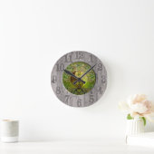 Green Yin Yang mit Holzrahmen Runde Wanduhr (Zuhause)