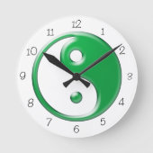 Green Yin Yang Round Clock Runde Wanduhr (Vorderseite)
