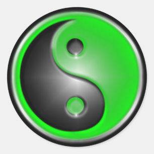 Green Yin Yang Runder Aufkleber