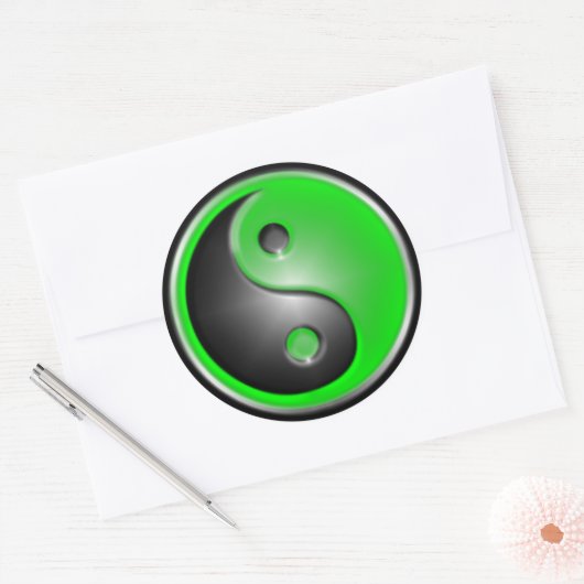 Green Yin Yang Runder Aufkleber (Umschlag)