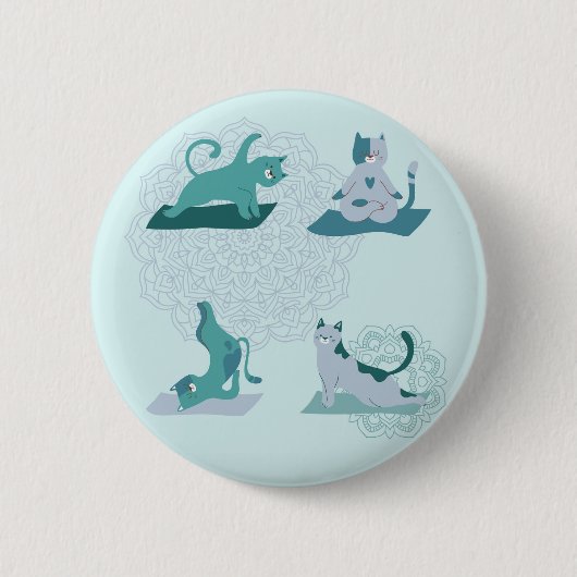 Green Yoga Cats Button (Vorderseite)