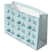 Green Yoga Cats Große Geschenktüte (Rückseite Schrägansicht)