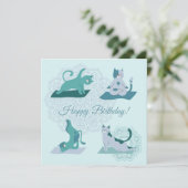 Green Yoga Cats Karte (Stehend Vorderseite)
